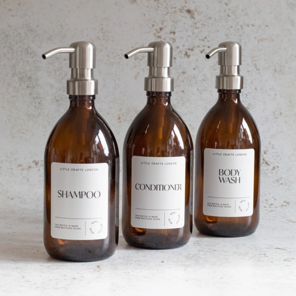 glass refillable shampoo bottles