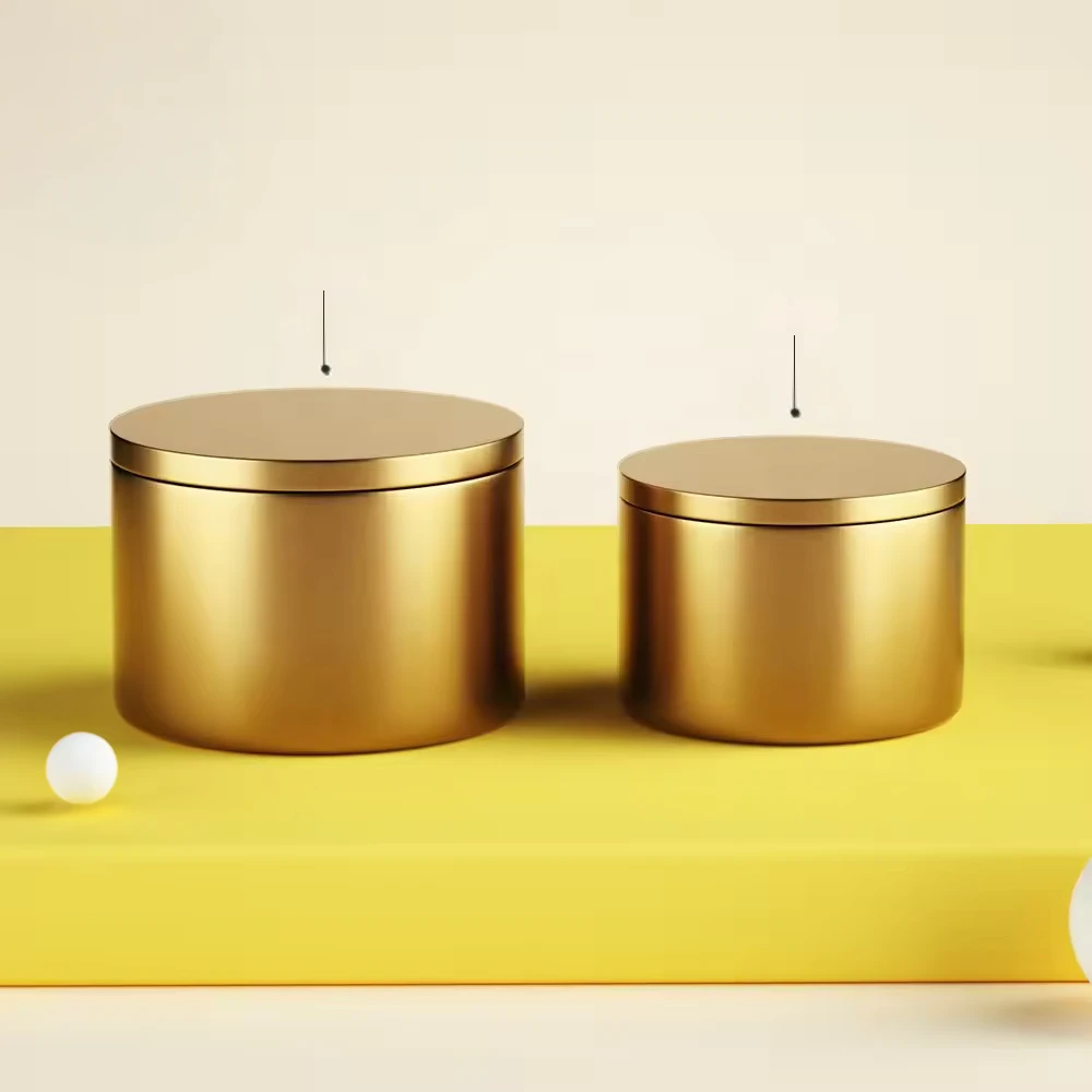 gold metal tins