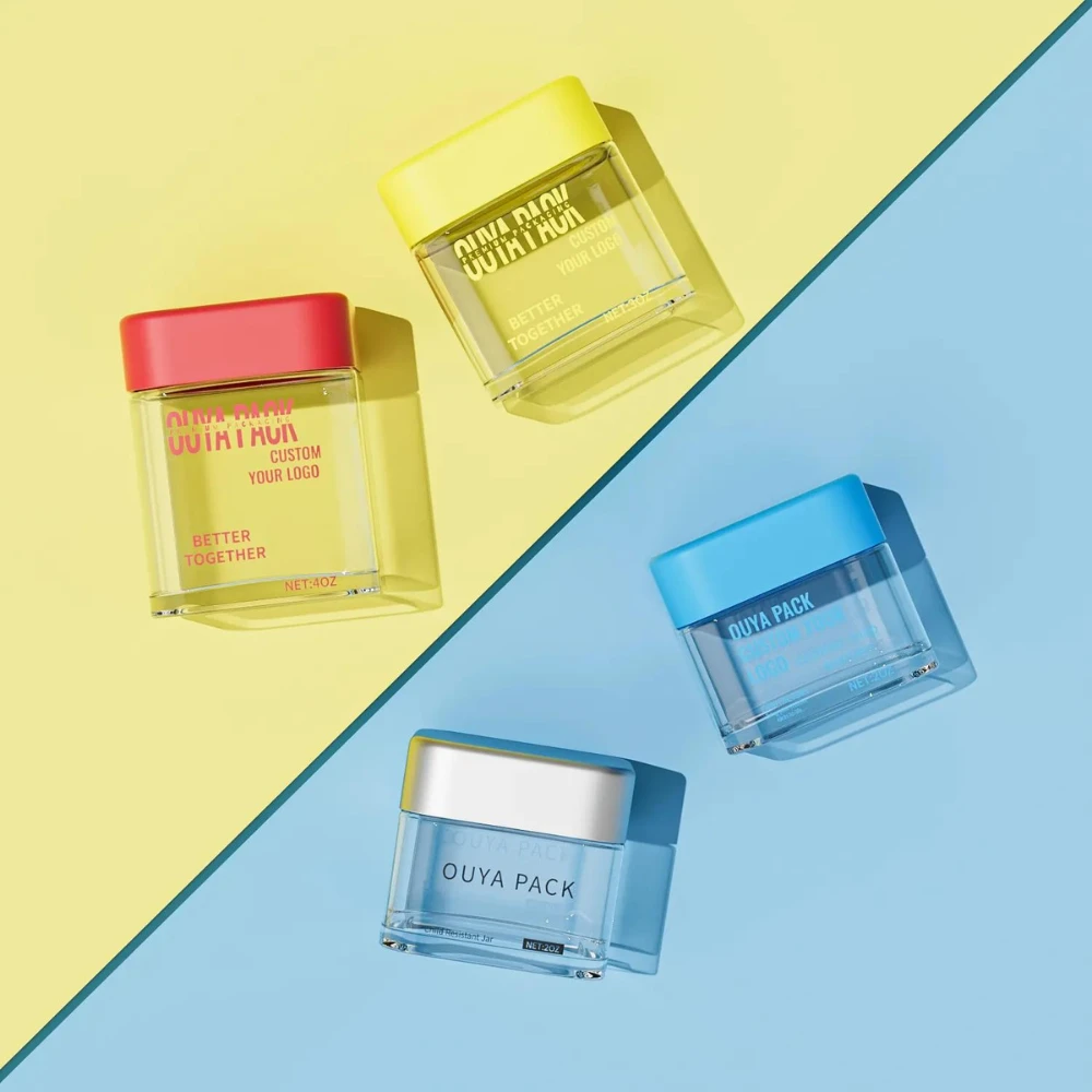 empty square child resistant glass jars