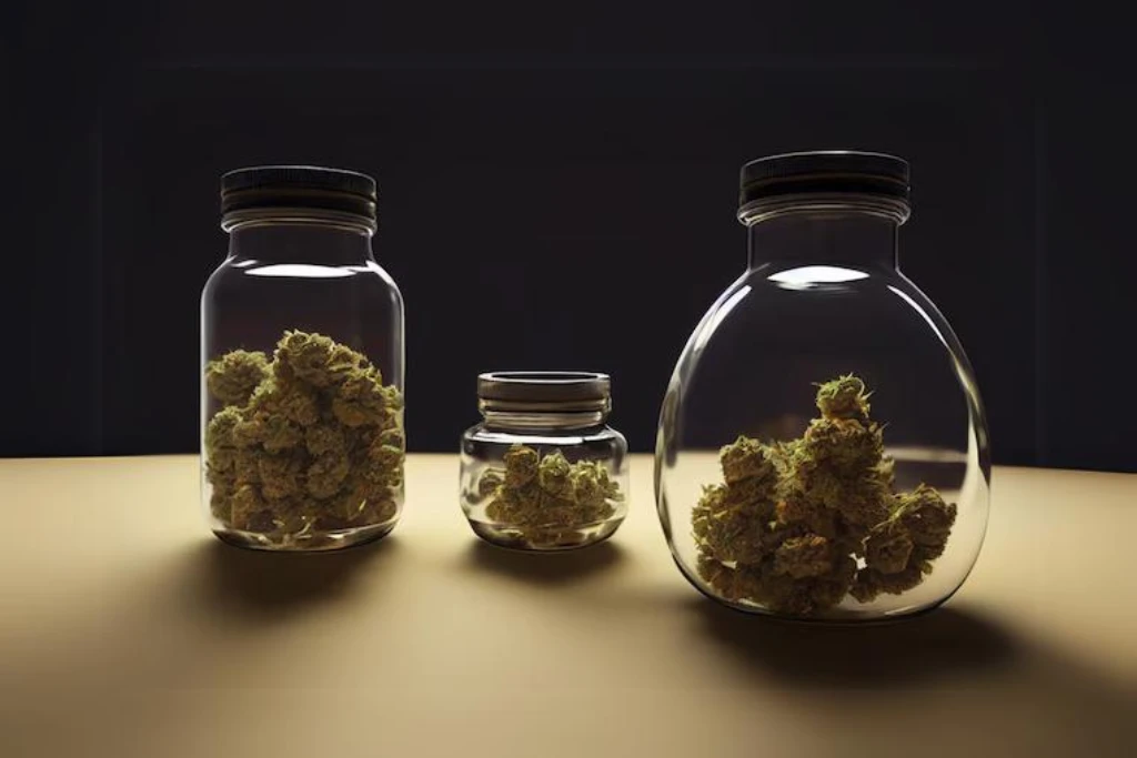 empty CBD glass jars