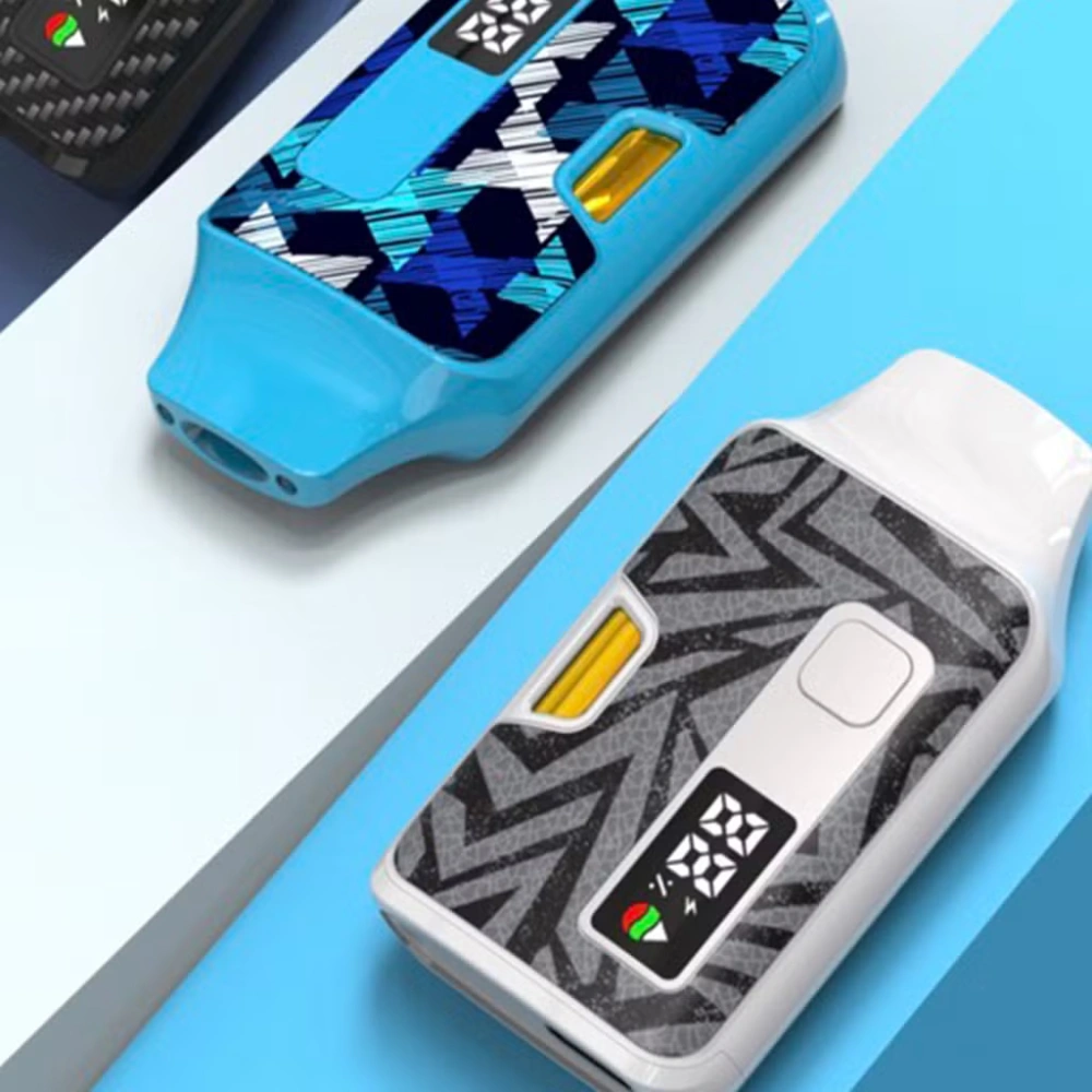 Disposable postless vape cart with button and screen